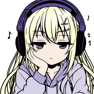 tired anime girl with head phones