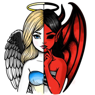 realistic angel half demon