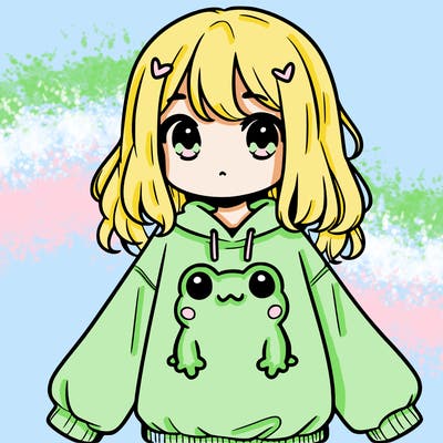 girl wearing frogging sweatshirt