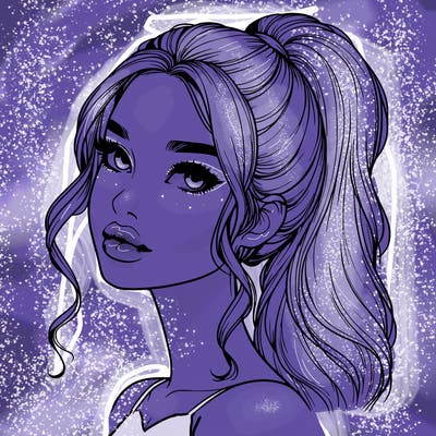 realistic girl with a ponytail on her hair and lips