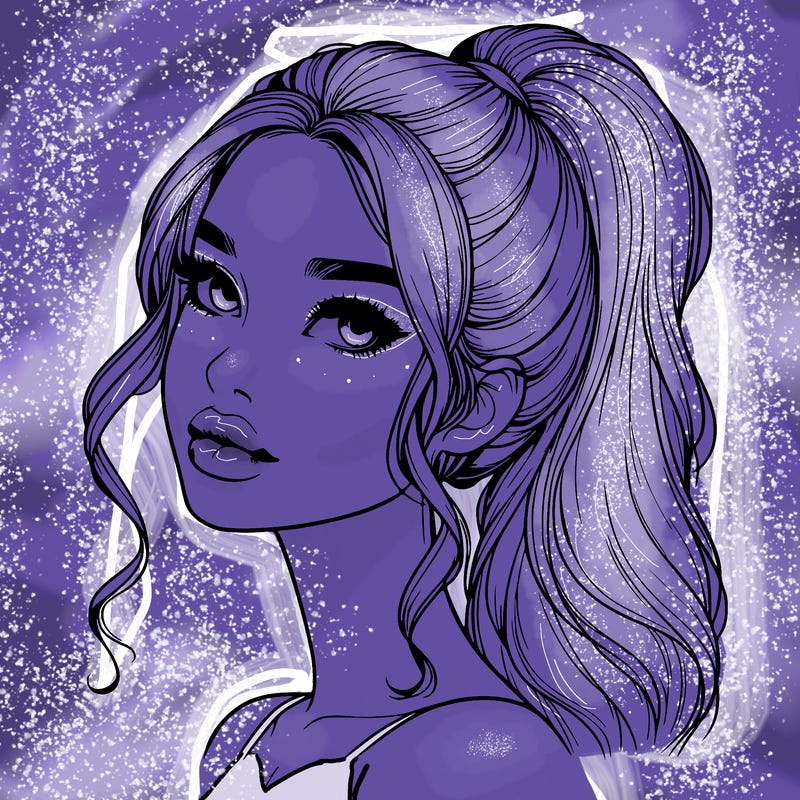 realistic girl with a ponytail on her hair and lips