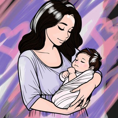 mother holding baby realistic