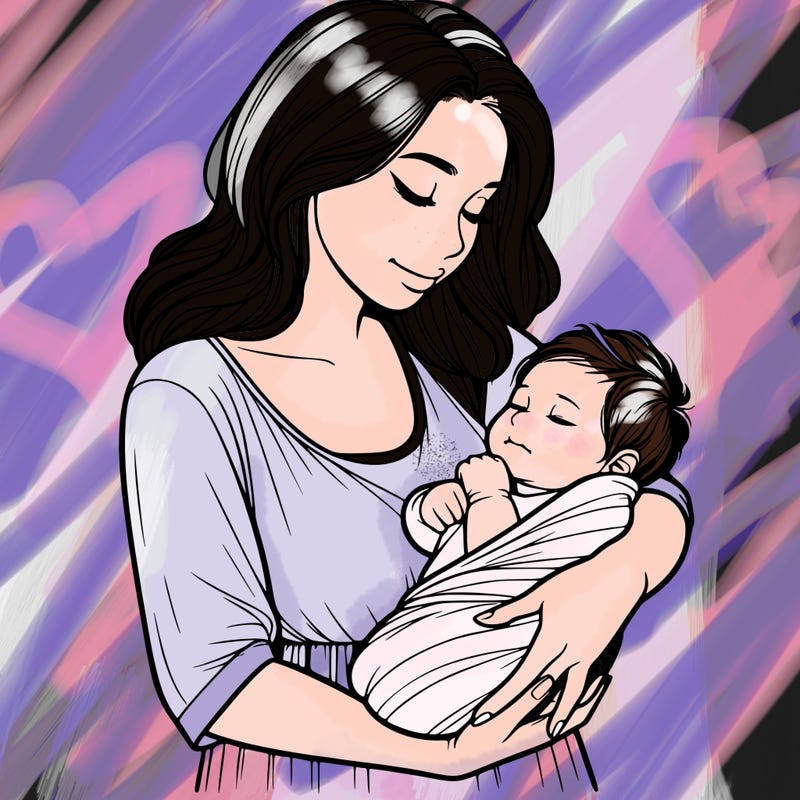 mother holding baby realistic