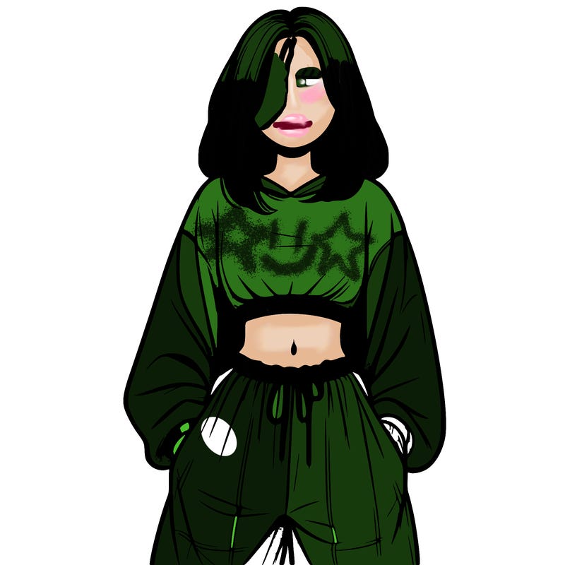 realistic girl faceless with baggy pants and a crop top