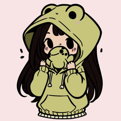 a girl holding a froggy hoodie