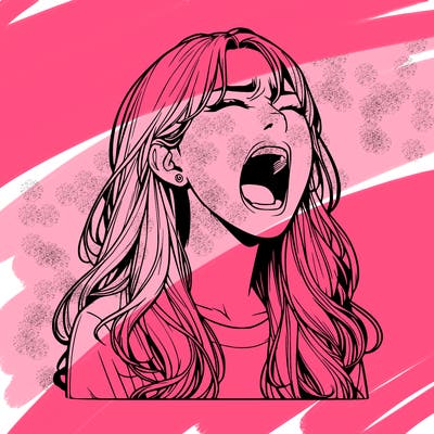 screaming realistic, girl