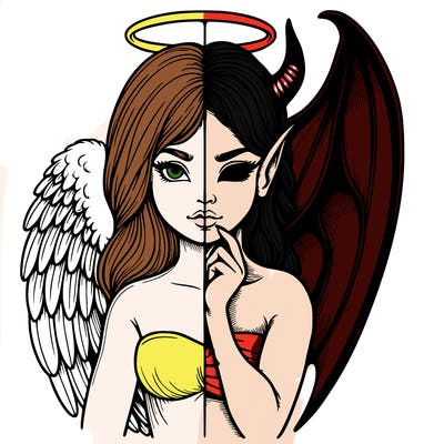 realistic angel half demon