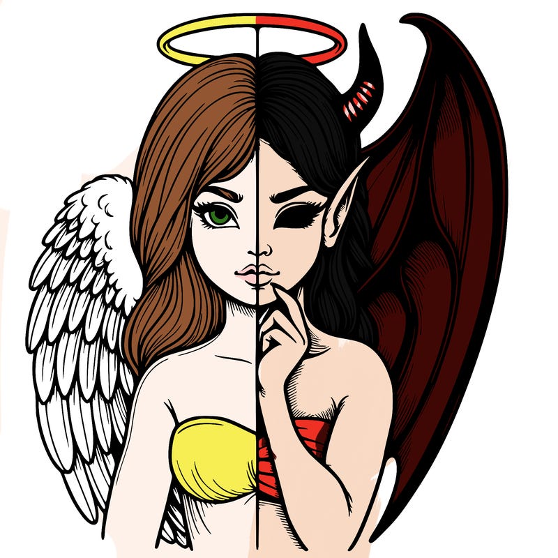 realistic angel half demon