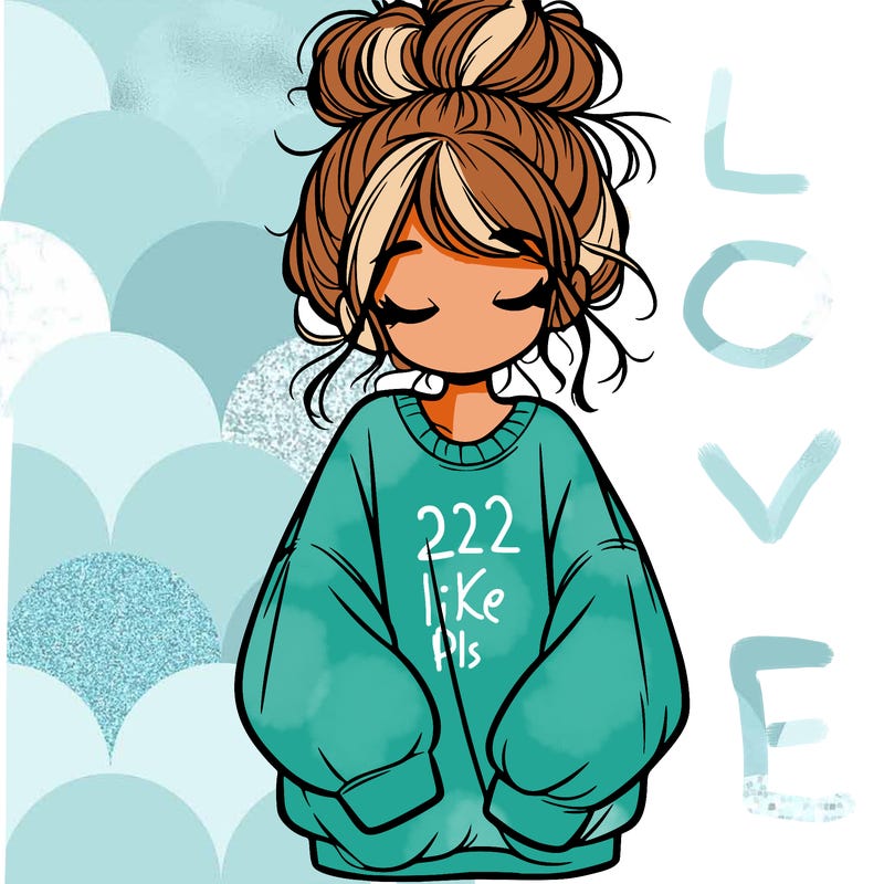 girl with baggy sweatshirt and messy bun