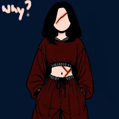 realistic girl faceless with baggy pants and a crop top