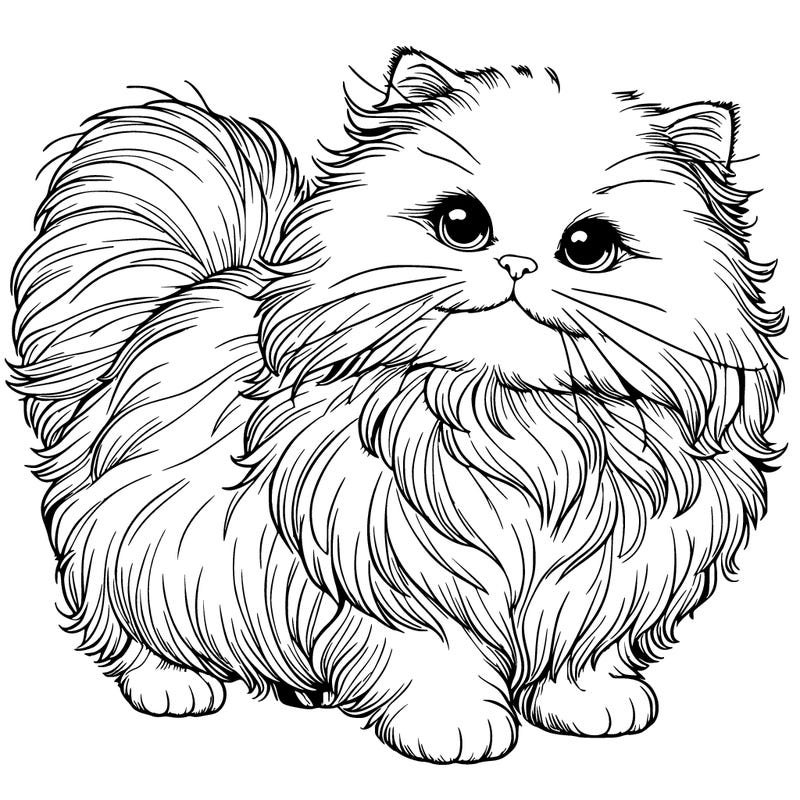 realistic fluffy cat