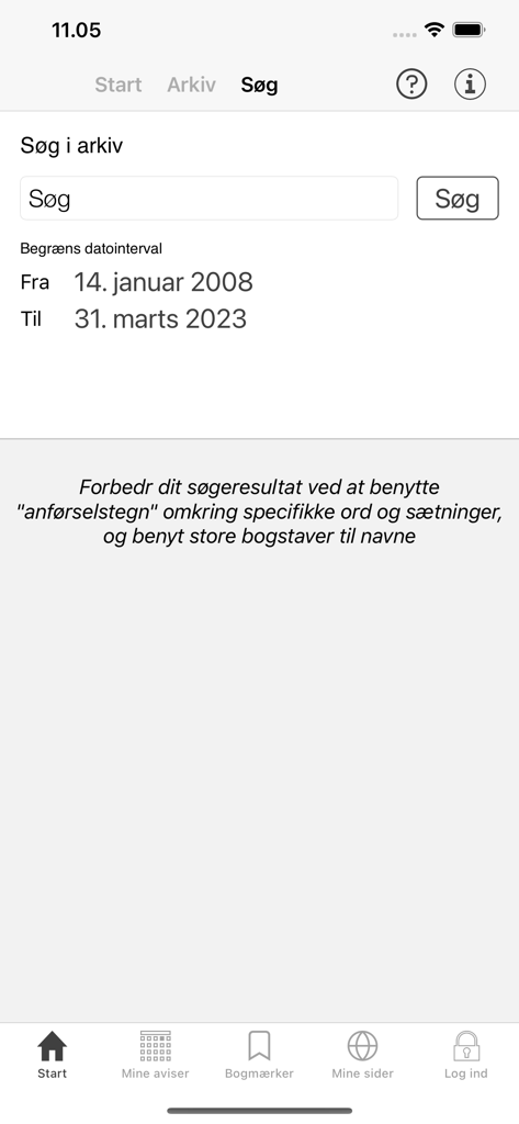 Berlingske e-avis - Interface for searching the Berlingske newspaper digital archive by date
