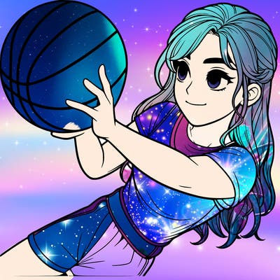 realistic girl playing basketball