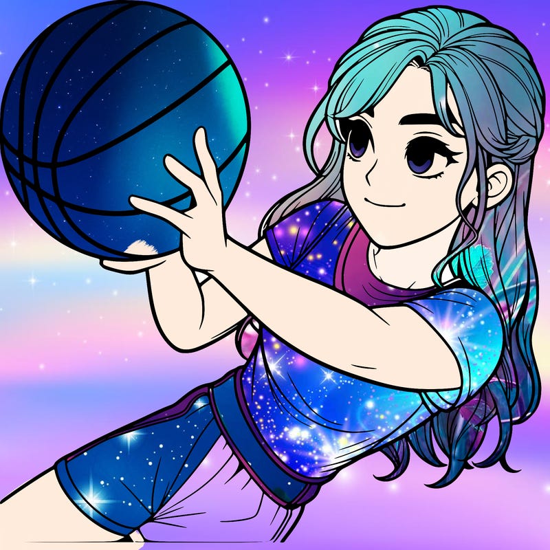 realistic girl playing basketball