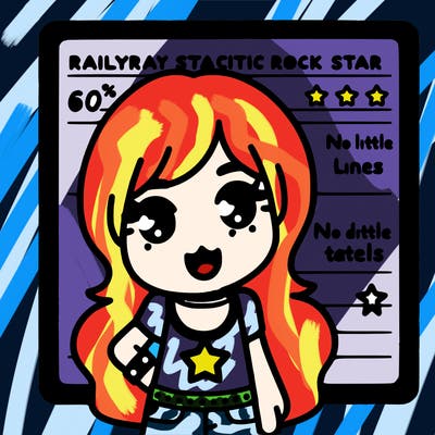railway statistic rock star girl with a star necklace
