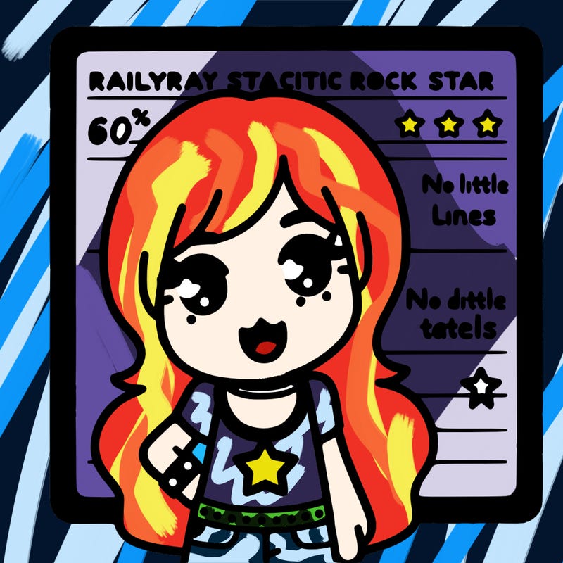 railway statistic rock star girl with a star necklace