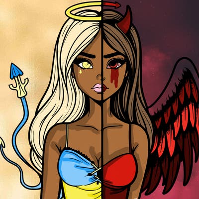 devil vs angel realistic girl