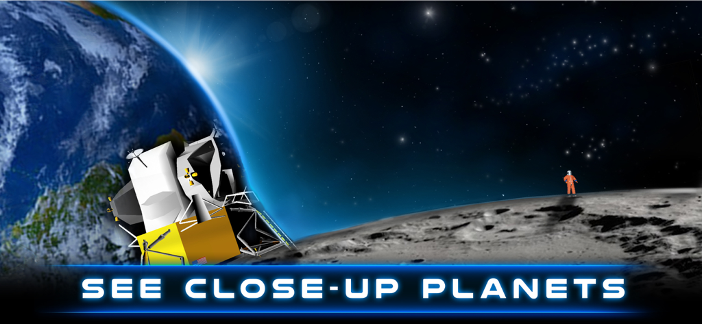 Astronaut steht auf der Mondoberfläche mit der Erde im Hintergrund