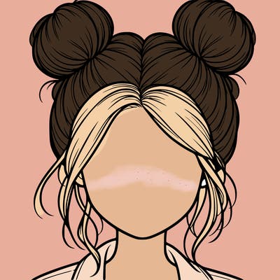 realistic girl with buns on the top of her hair