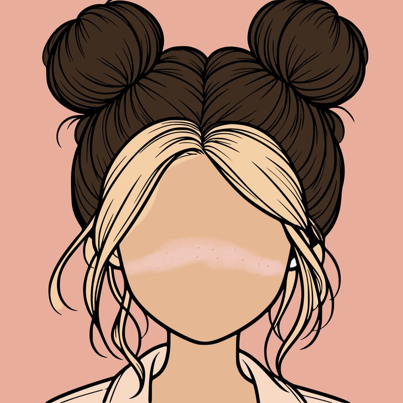 realistic girl with buns on the top of her hair