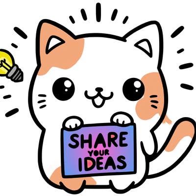 a cute cat saying share your ideas