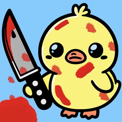 kawaii duck with knife