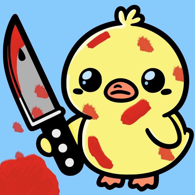 kawaii duck with knife