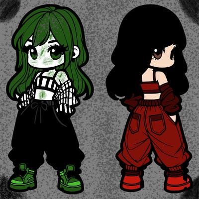 girl in crop top and baggy pants