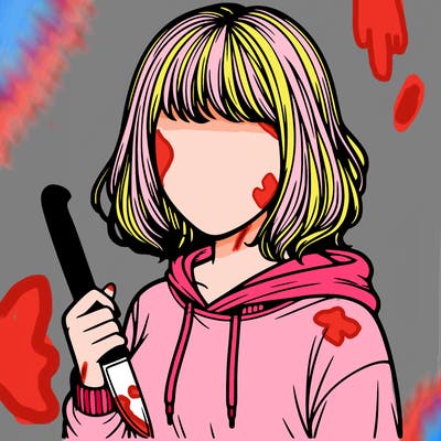 realistic girl with no face and knife