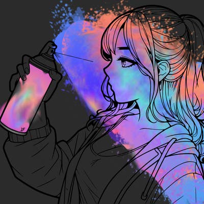 a realistic girl spray, painting