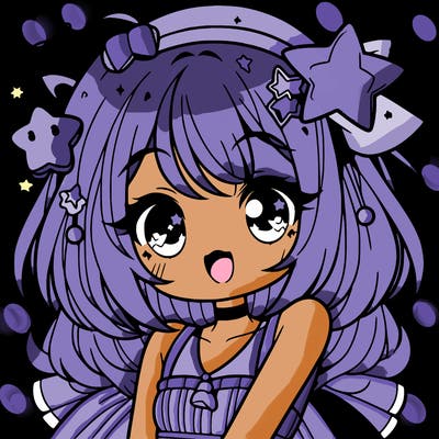 cute anime girl with star accessories