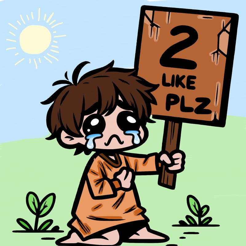 small poor toddler crying with sign that says 2 like plz