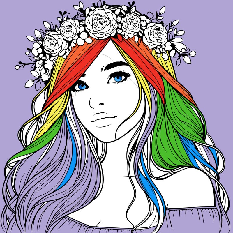 realistic girl with flower crown