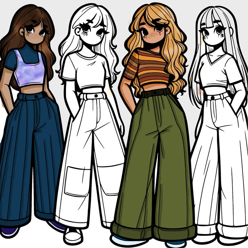 girls with wide pants and a croc top