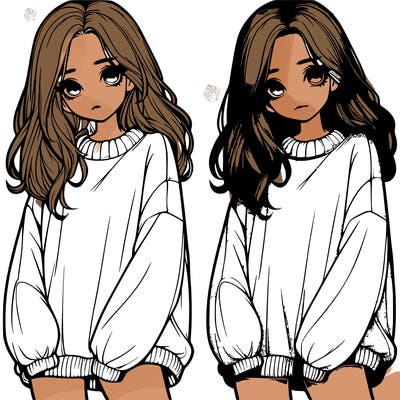 realistic girl with baggy sweater