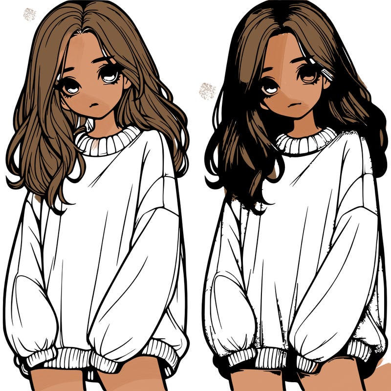 realistic girl with baggy sweater