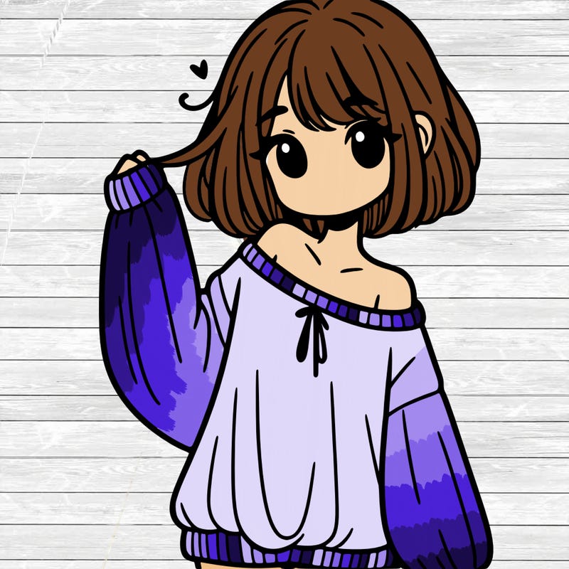 girl in baggy sweater hanging off her shoulder