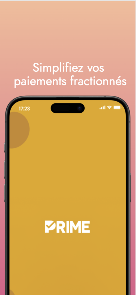 Prime Store - Prime Storeモバイルアプリのスプラッシュスクリーン。ロゴと「分割払いをシンプルに」というテキストが表示されています。