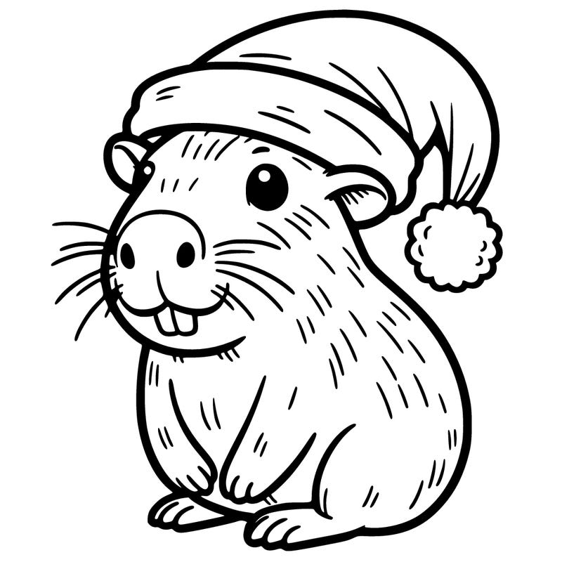 capybara with cristmas hat