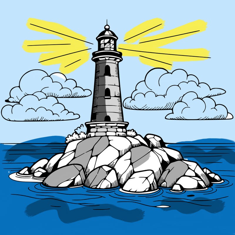 a lighthouse on a rock