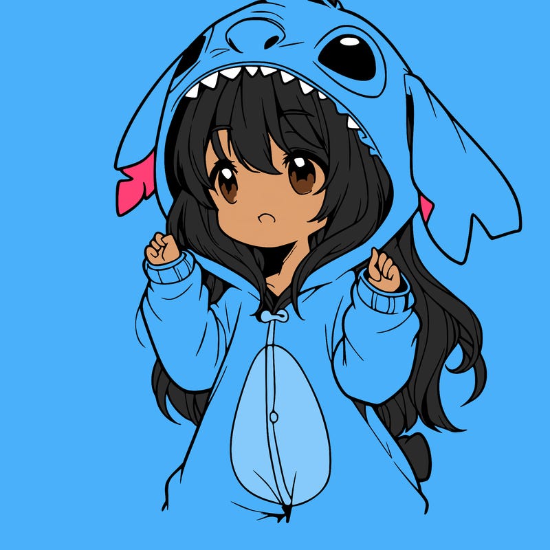 anime girl in a stitch onsie