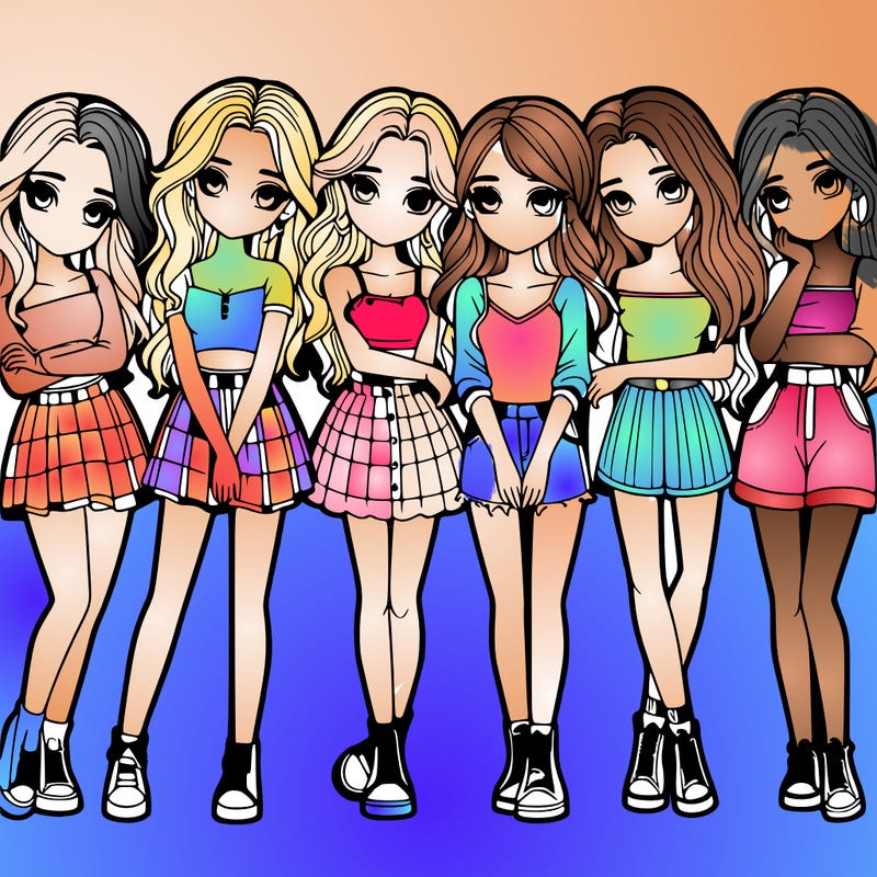 a group of girls realistic