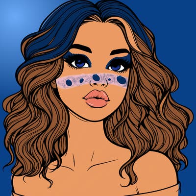 realistic girl with wavy hair and lips