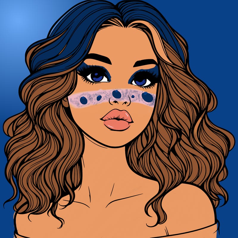 realistic girl with wavy hair and lips