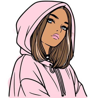 a realistic girl in a hoodie