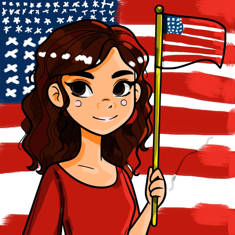 hot girl holding a flag