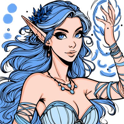 realistic elven woman glow magic wild chaos