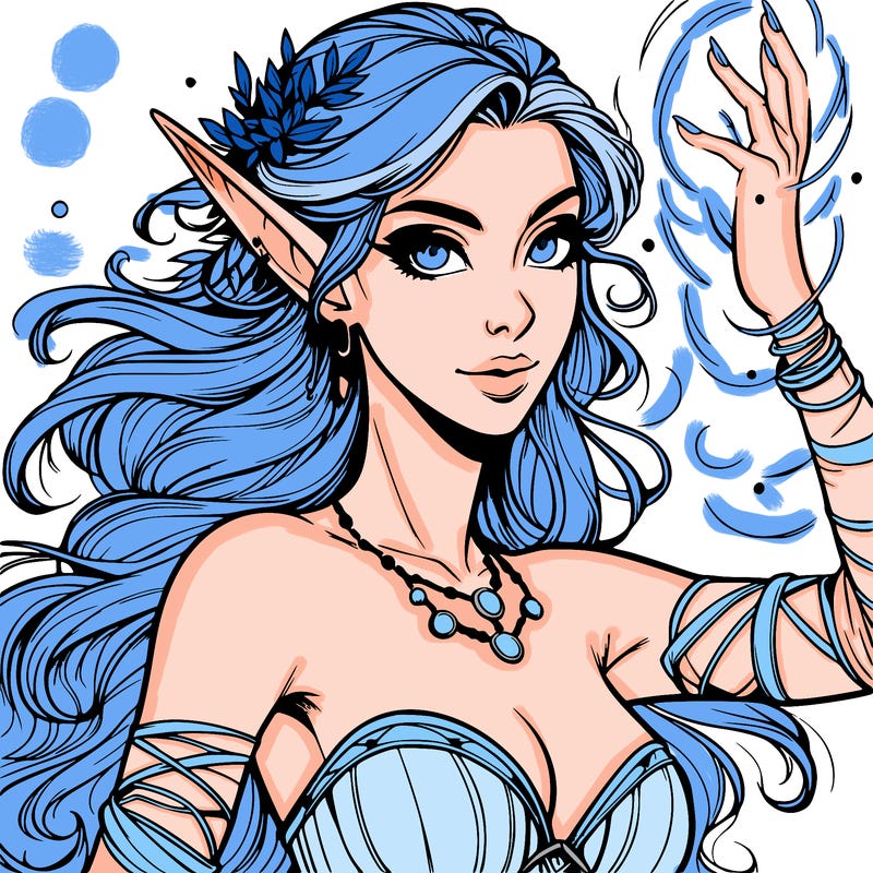 realistic elven woman glow magic wild chaos