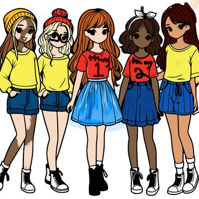 a group of five girls