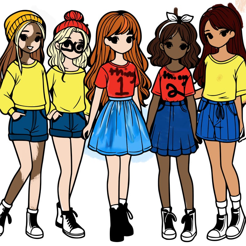 a group of five girls